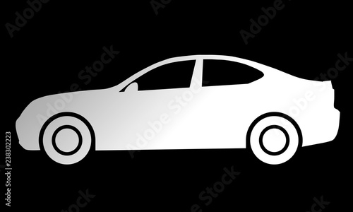Car symbol icon - white gradient  2d  isolated - vector