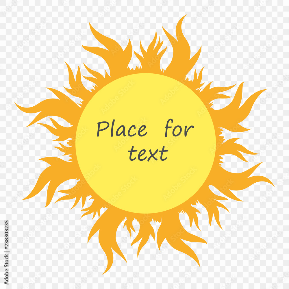 Summer hot sun with tongues of flame. Vector design element on isolated white background. Summer hot sun with tongues of flame. Vector design element on isolated white background.