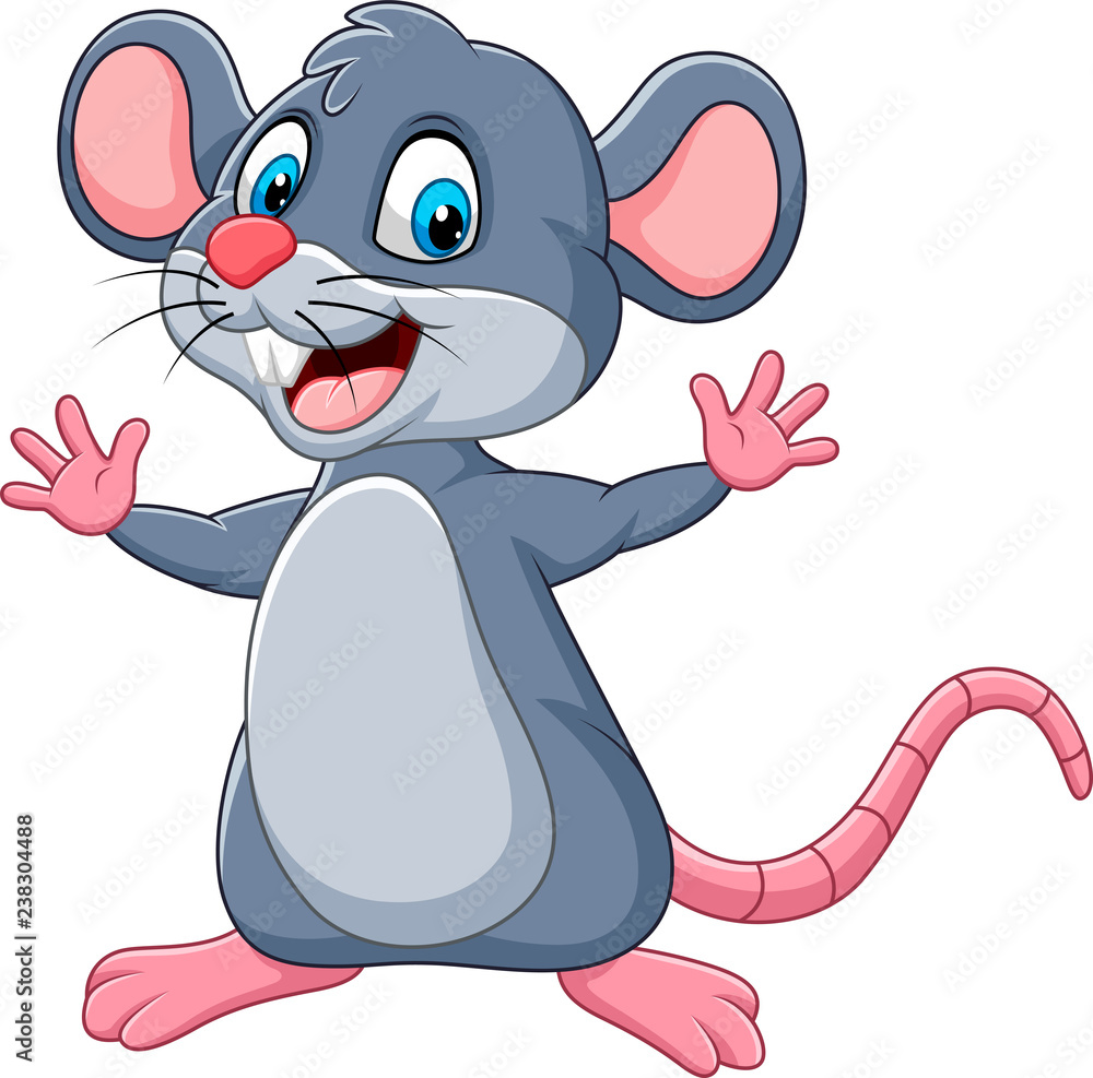 Cartoon happy mouse waving Stock Vector | Adobe Stock
