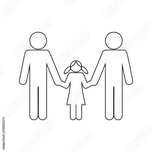 homosexual couple holding their daughter by the hands icon. Element of cyber security for mobile concept and web apps icon. Thin line icon for website design and development