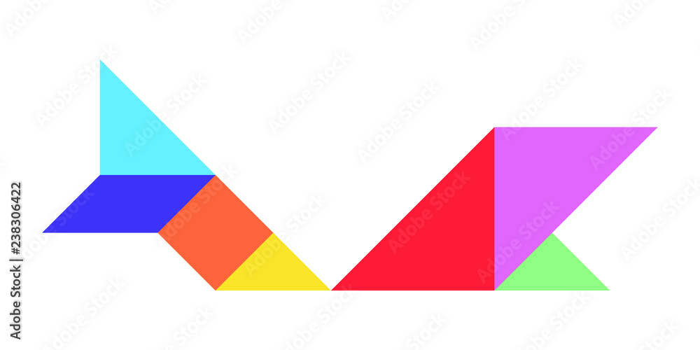 Color tangram puzzle in fish shape on white background (Vector) Color tangram puzzle in fish shape on white background (Vector)