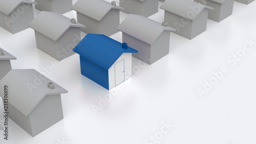 house stands out on white background (3D rendering)