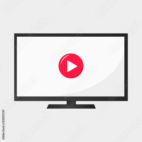 tv with red play button video 