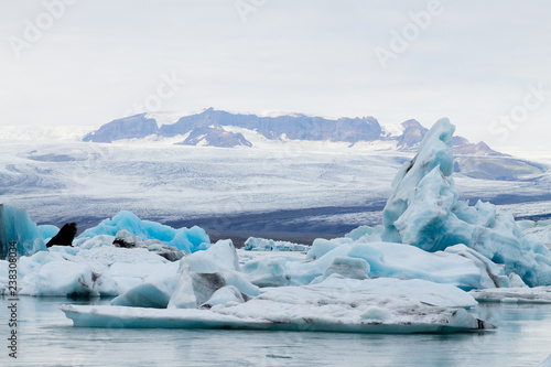 Icebergs on water  Jokulsarlon glacial lake  Iceland