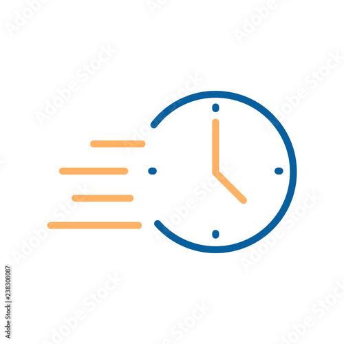 Trendy thin line fast clock icon. Vector illustration for concepts of time, fast delivery, express service, deadline etc