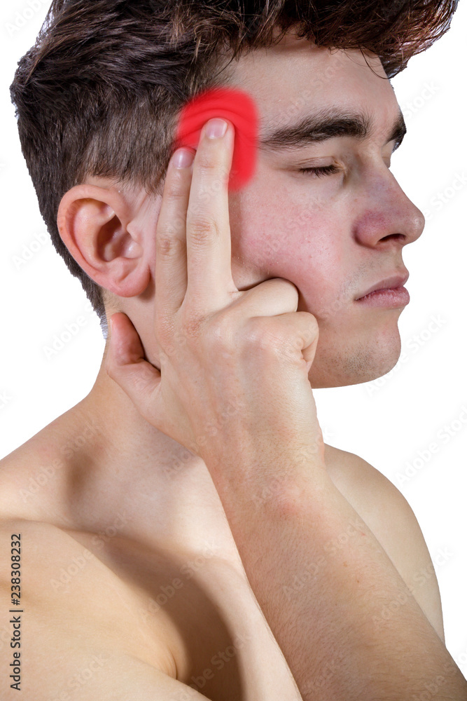 Fototapeta premium Fit shirtless young adult with pain