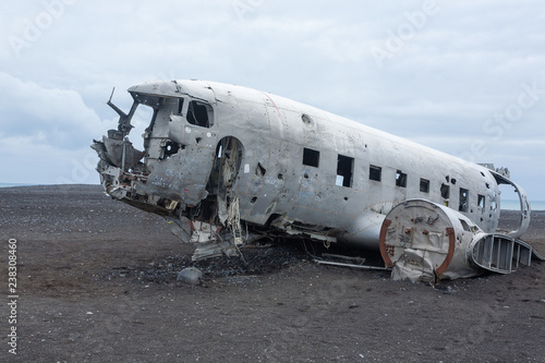 Solheimasandur plane wreck view. South Iceland landmark