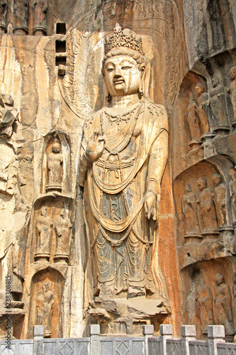 Longmen Grottoe : Bodhisattava sculptures of Fengxiansi cave. The world heritage site, Chinese Buddhist art. Louyang, Henan province China. Selective focus.