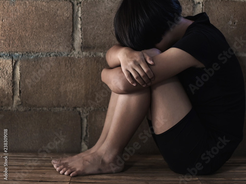 Quadro em tela Violence and rape concept,concept photo of sexual assault,traumatized young girl