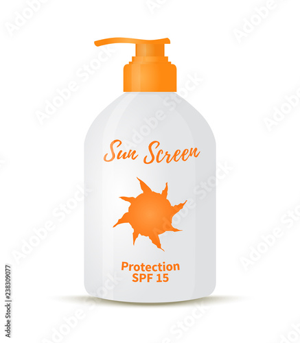 Vector 3d realistic sunscreen cream in bottle