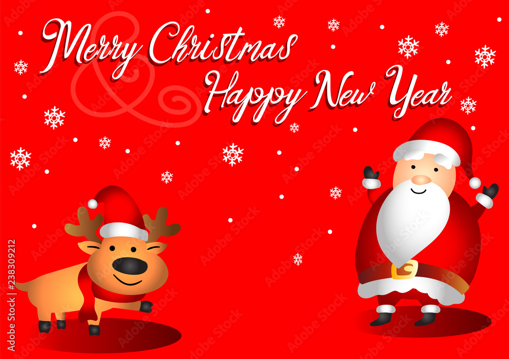 christmas card with santa claus and reindeer christmas card with santa claus and reindeer