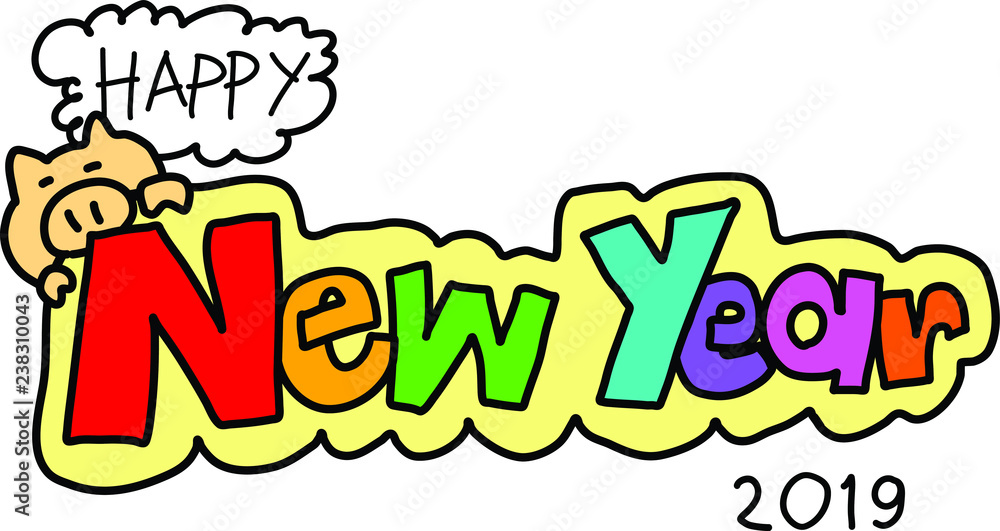 Fototapeta premium Happy new year hand drawn style