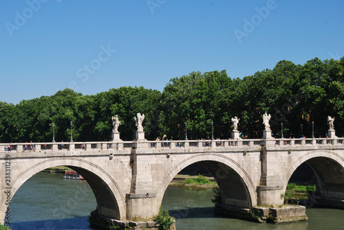 Ponte Sant' Angelo bridge. Baroque angel sculpture by Paolo Naldini. Italy - Rome.