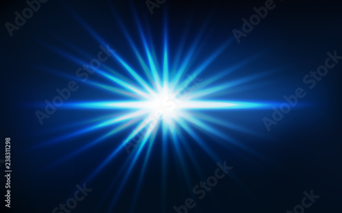 Star burst, light rays effect blue concept abstract background vector illustration