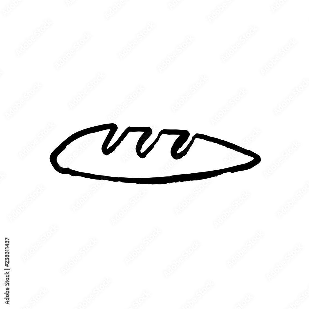 Baguette icon. Hand drawn grunge illustration. Vector ink brush illustration. Baguette icon. Hand drawn grunge illustration. Vector ink brush illustration.