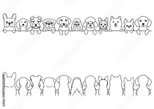 dogs border set, small dogs, front side and back side