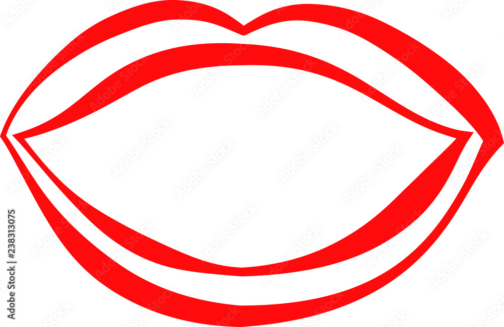Rich Lady's Red lips Comic style outline Rich Lady's Red lips Comic style outline