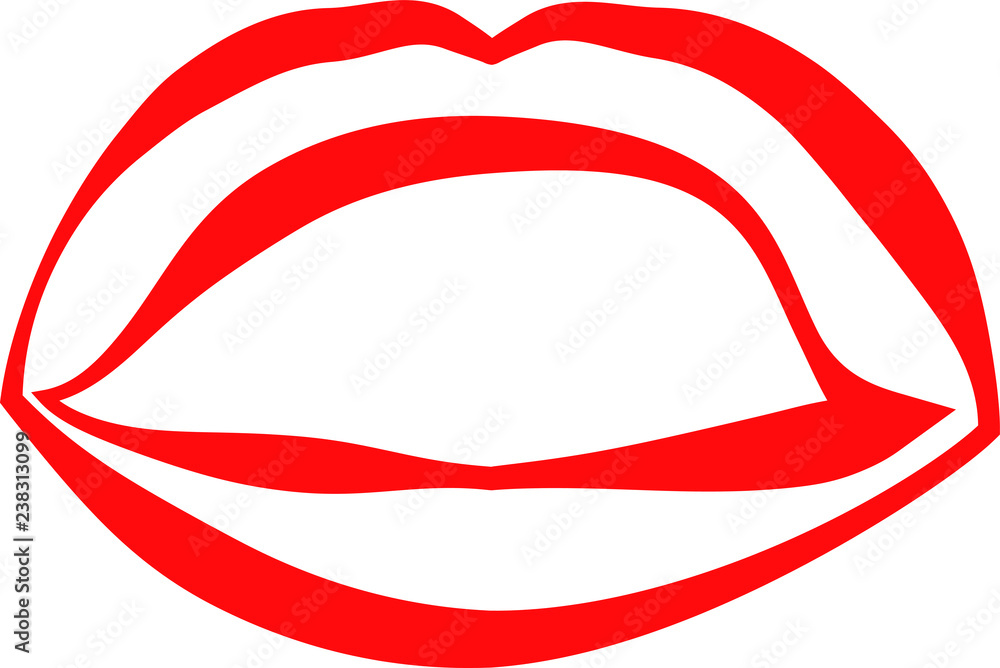 Rich Lady's Red lips Comic style outline Rich Lady's Red lips Comic style outline