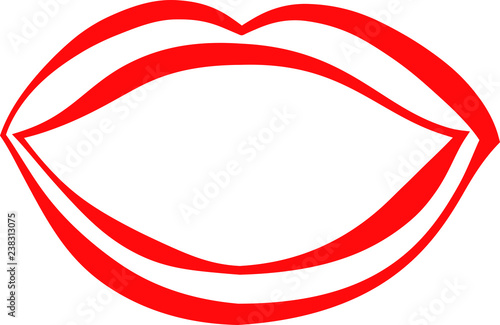 Rich Lady's Red lips Comic style outline