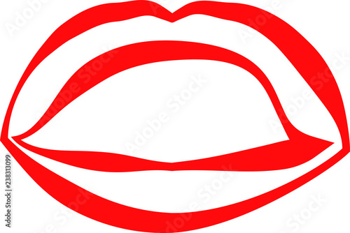 Rich Lady's Red lips Comic style outline