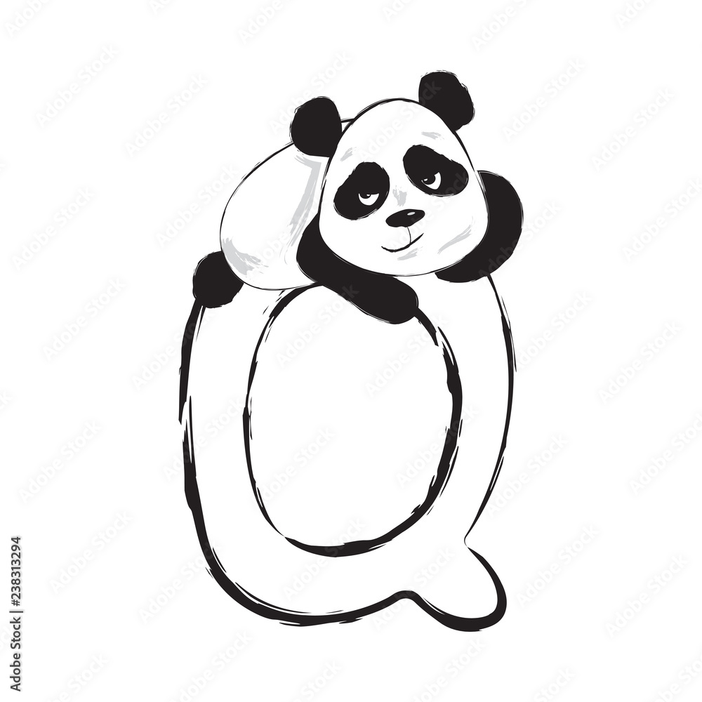 Panda bear cute animal english alphabet letter Q with cartoon baby  illustrations Stock Vector | Adobe Stock