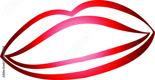 Rich Lady's Red lips Comic style outline