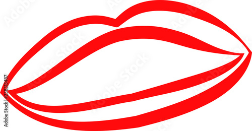 Rich Lady's Red lips Comic style outline