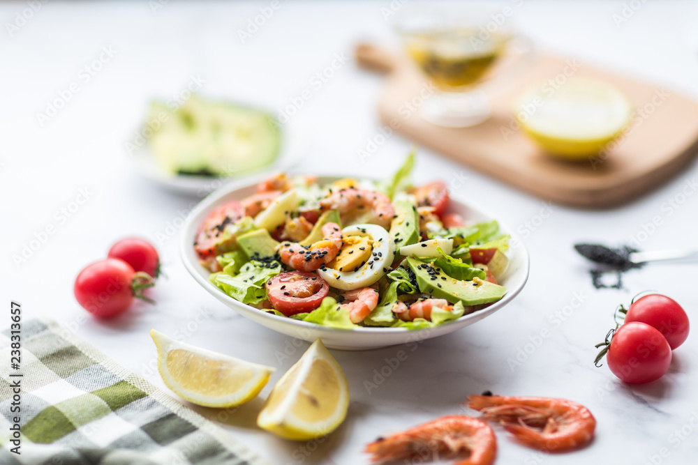 Fresh salad lying in white plate Fresh salad lying in white plate