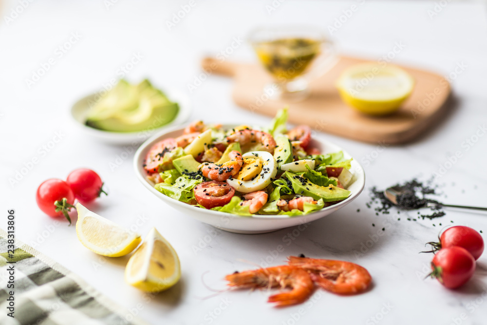 Fresh salad lying in white plate Fresh salad lying in white plate