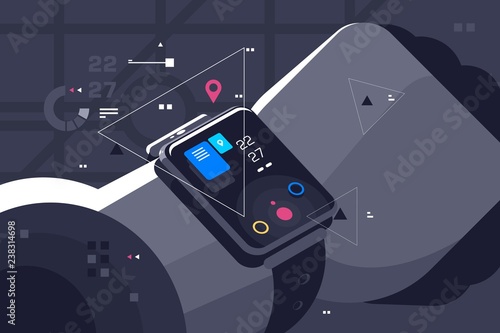 Modern smart watch on male hand