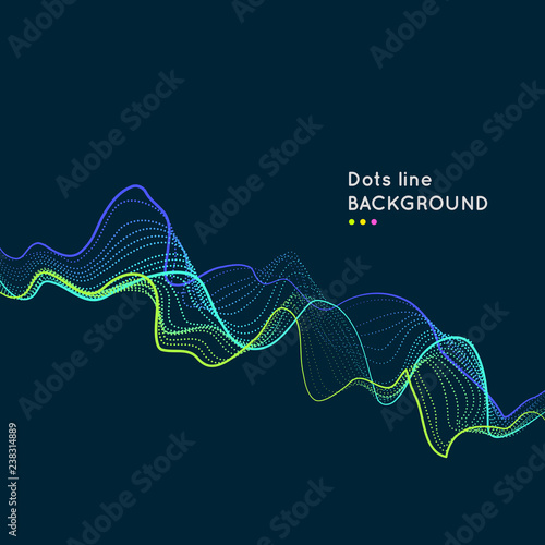 Bright abstract illustration with dynamic lines of dots.