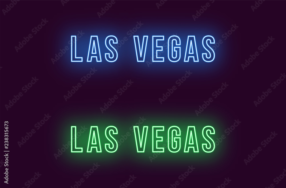 Neon name of Las Vegas city in USA. Vector text Neon name of Las Vegas city in USA. Vector text
