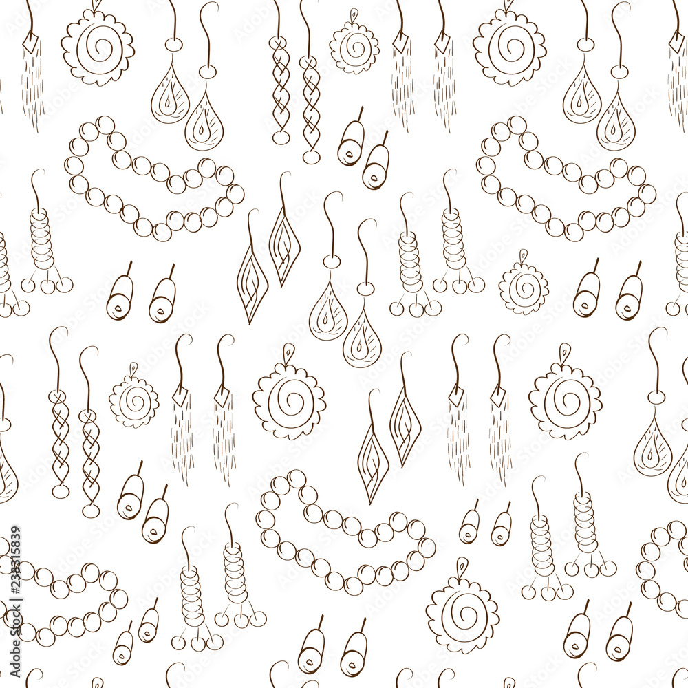 Jewelry, decorations. Earrings, pendants, necklaces. Background