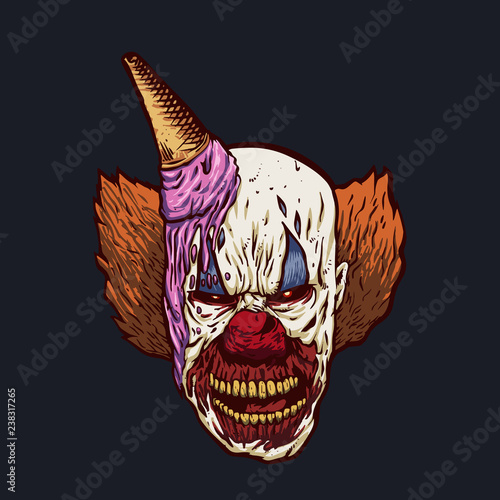 Demon clown with ice cream on his head