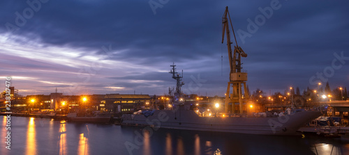 warships in the shipyard,Szczecin,Poland
