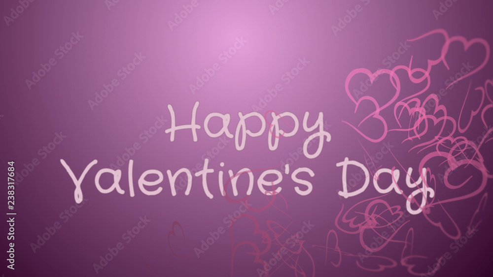 Happy Valentine's day, greeting card, pink hearts, lilac background