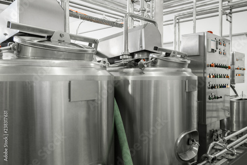 Foto storage and pasteurization tank at the milk factory