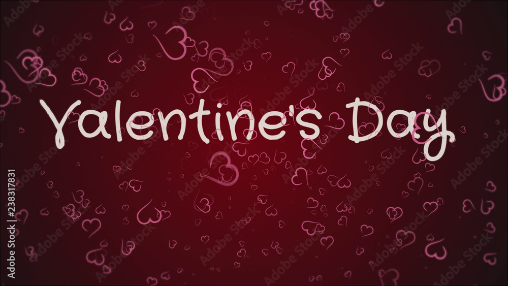 Valentine's day greeting card pink hearts, red background Valentine's day greeting card pink hearts, red background
