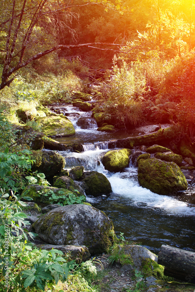 falls in mountains. summer landscape, toning falls in mountains. summer landscape, toning