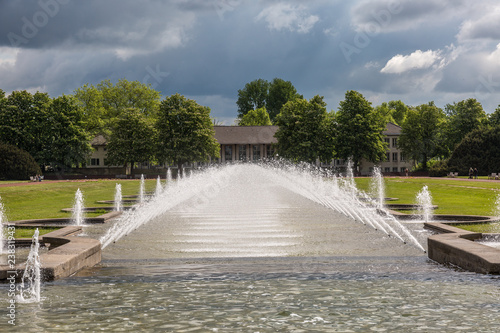 Fountain in park during spring