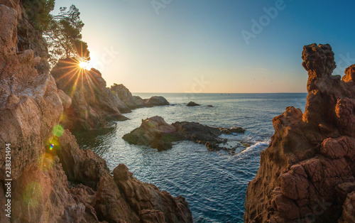 Obraz na płótnie Sunrise on Mediterranean sea, Costa Brava, Spain w salonie