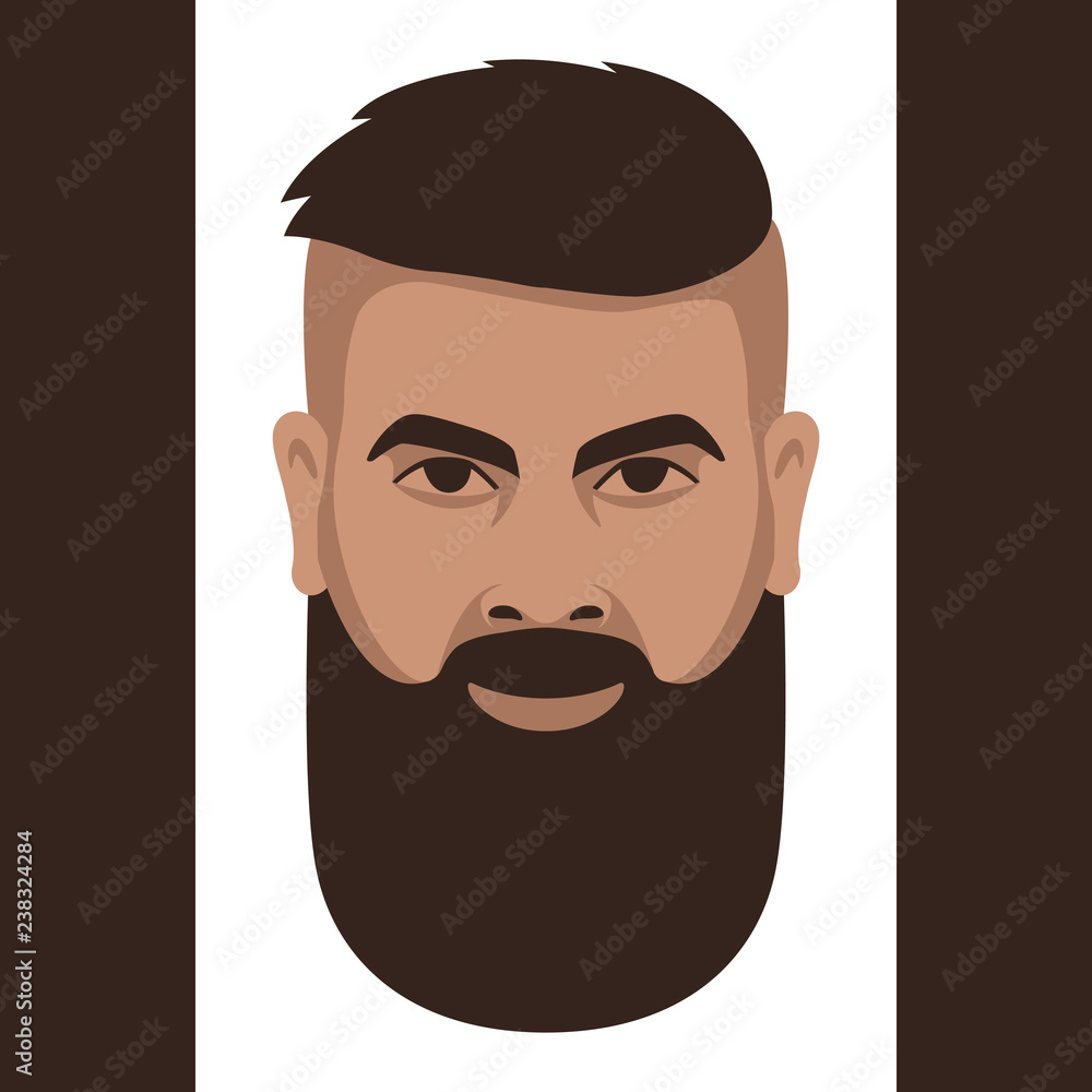 hipster face , vector illustration, flat style ,front hipster face , vector illustration, flat style ,front