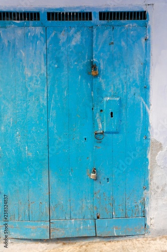 Türen, blaue Häuser, Medina von Chefchaouen, Chaouen, Tanger-Tétouan, Marokko, Afrika