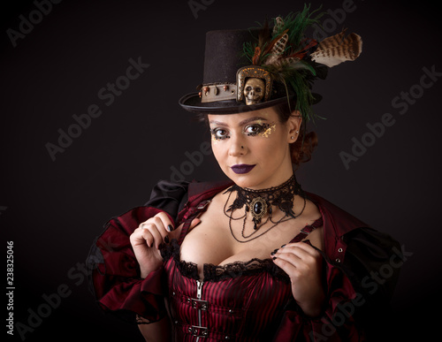 Steampunk Young Woman Emotional Portrait