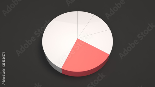 White pie chart with one red sector