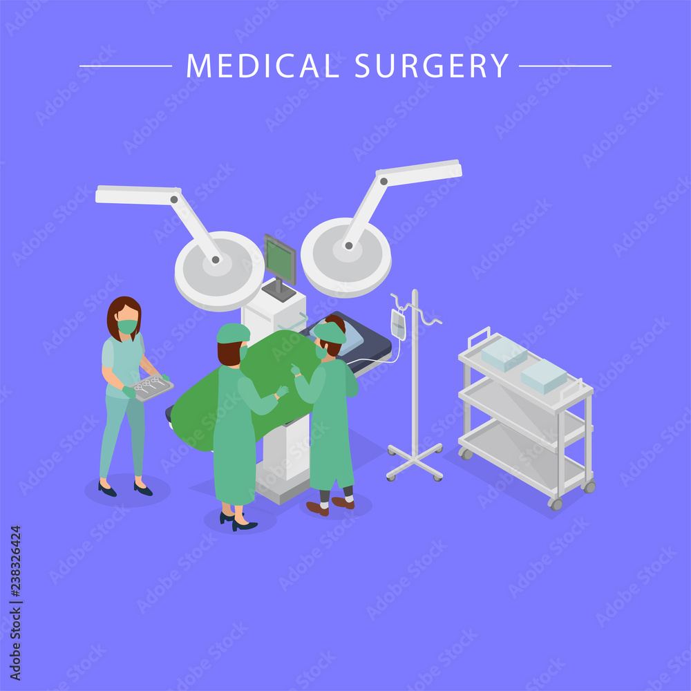 Medical Surgery Illustration Isometric Vector Illustration