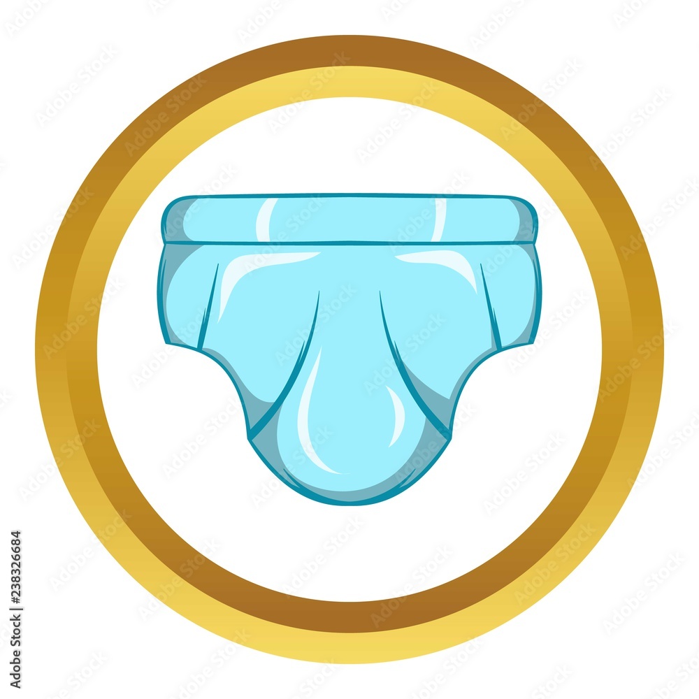 Baby diaper vector icon in golden circle, cartoon style isolated on white background Baby diaper vector icon in golden circle, cartoon style isolated on white background