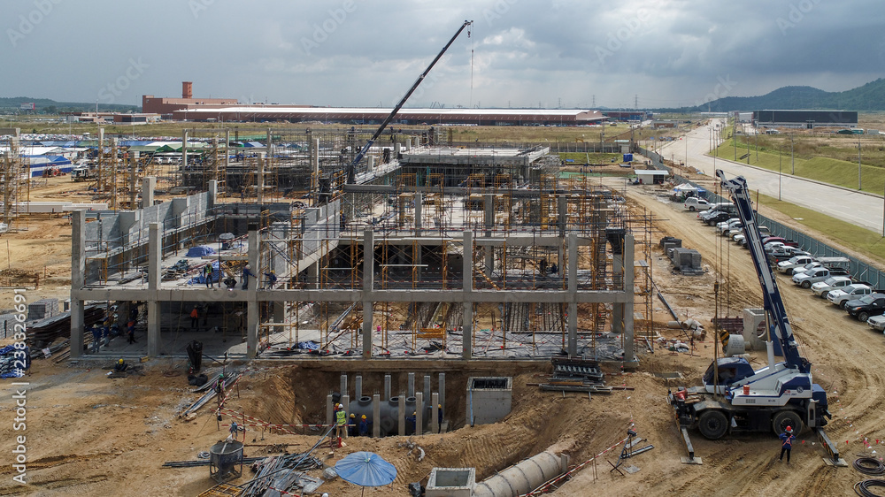 Aerial view of construction site