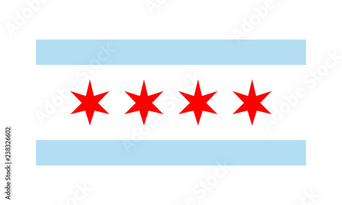 Vector Flag of Chicago simple flat design illustration Isolated on White Background