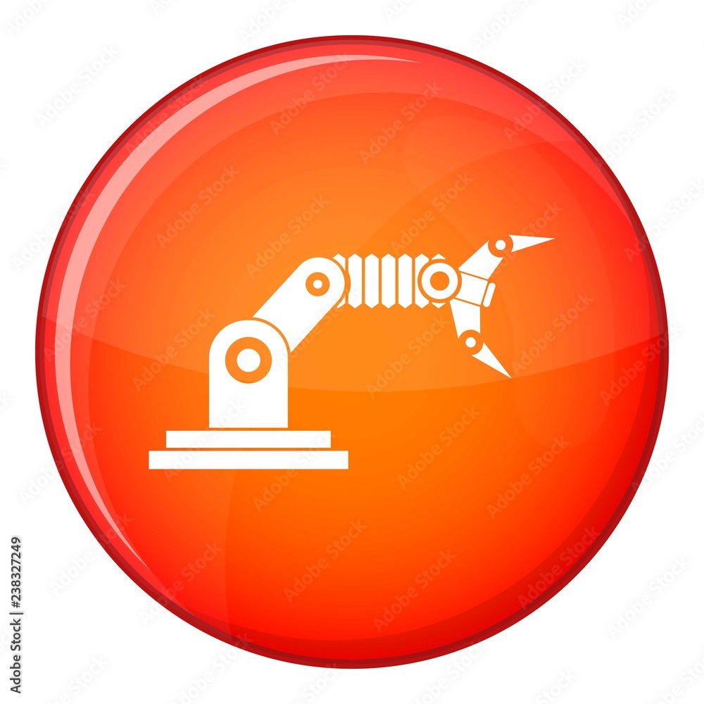 Robotic hand manipulator icon in red circle isolated on white background vector illustration Robotic hand manipulator icon in red circle isolated on white background vector illustration